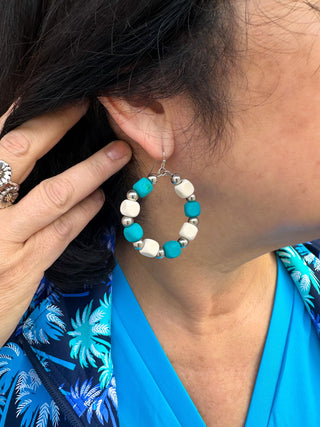 Turquoise and Cream Earrings