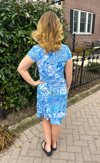 mango short dresses Tango Mango Blue Tide Medallion Short Sleeve Dress XL