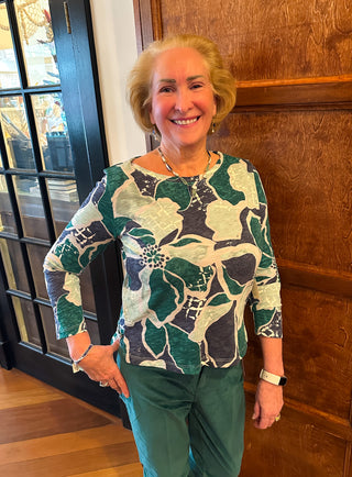 Escape by Habitat Emerald Flower Step Hem Boxy Tee