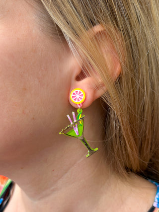 Bright Martini Drink Earrings