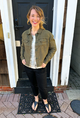 Lulu B Olive Linen Jacket