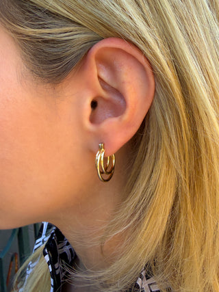 Tiny Gold Double Hoop Earrings