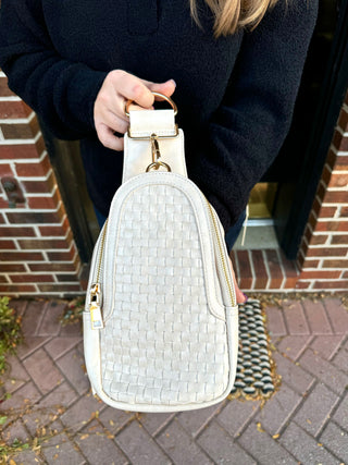 Waverly Woven Sling Bag Cream