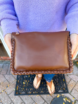 Judith Vegan Whipstitch Shoulder Bag - Brown