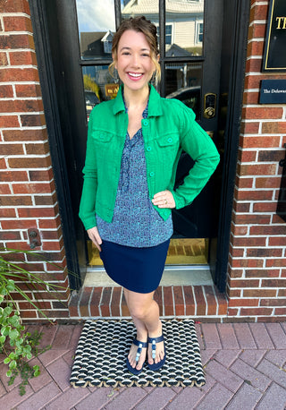 Lulu B Emerald Linen Jacket