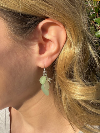 Mint Silver Starfish Seaglass Earrings