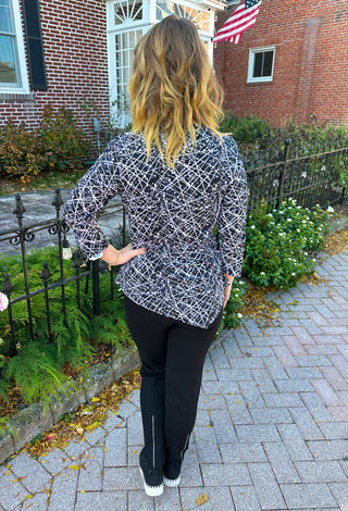 Beachtime by Lulu B Black Splatter Asymmetrical Scoop Neck Top