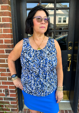 Lulu B Navy and Sand Vine Basic Tank