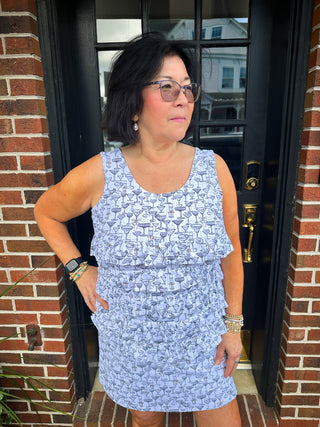 Lulu B White and Gold Cocktails Sleeveless Cha Cha Tank