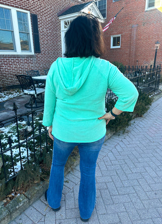 Lulu B Wine Time Clear Seafoam Chenille Sweater with Hood