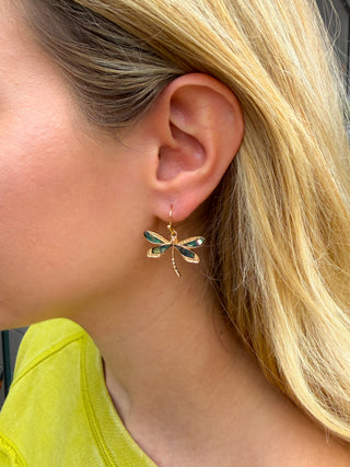 Abalone Dragonfly Earrings