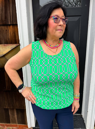 Lulu B Clear Kelly Lattice Basic Tank