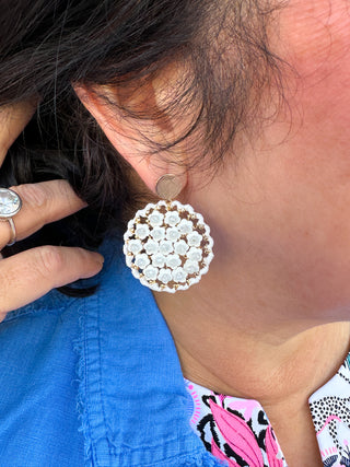 White Circle Earrings