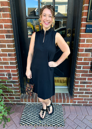 Beachtime by Lulu B Black Sleeveless Quarter Zip Dress