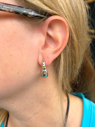 Hammered Silver Pearl Earrings