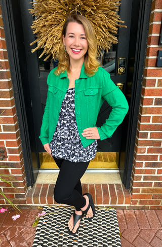 Lulu B Emerald Linen Jacket