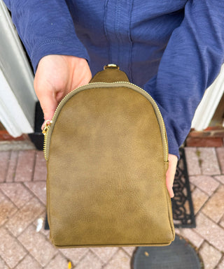 Ellen Sling Bag with Removable Guitar Strap-Olive