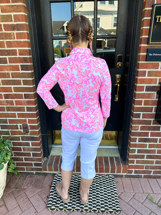 Bangladine by Lulu B White Pedal Pusher with Side Vent