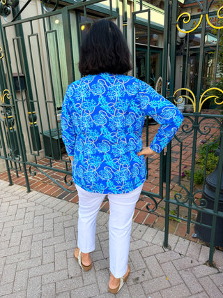 Lulu B Blue Corals Zip Jacket