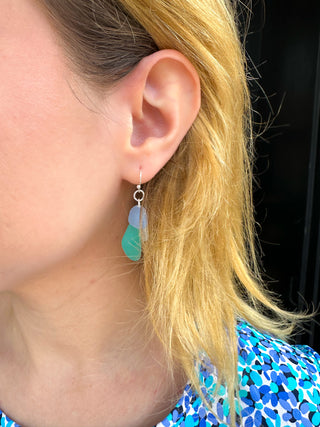 Silver Starfish Seaglass Earrings