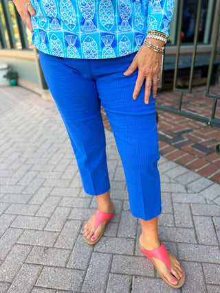 Beachtime by Lulu B Blue Seersucker Capri