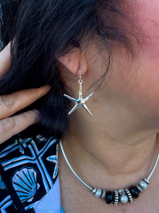 Simple Silver Starfish Earrings