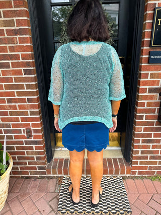 Lulu B Mesh Seafoam Cardigan