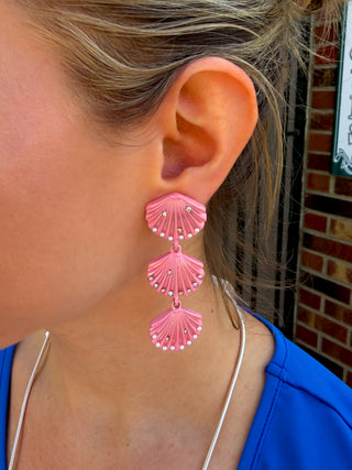 Pink Shell Drop Earrings