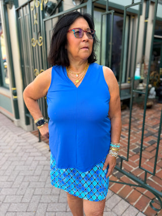 Lulu B Blue UPF 50+ A-Line V-Neck Tank