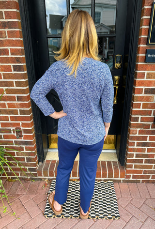 Lulu B Blue Animal Print V-Neck Top