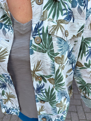 Island Escape Printed Linen Blend Jacket