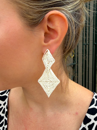 Cream Diamond Shape Earrings