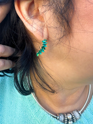 Green Crescent Earring