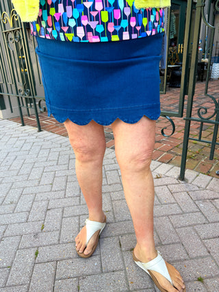 Lulu Scallop Dark Denim Skort