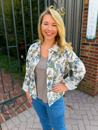 Island Escape Printed Linen Blend Jacket