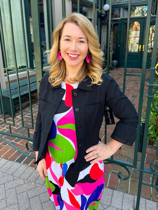 Tango Mango Black Ruffle Linen Jacket