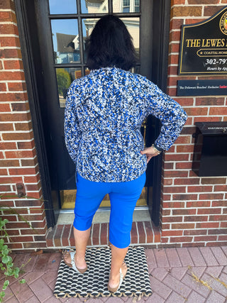 Bangladine by Lulu B Blue Pedal Pusher with Side Vent