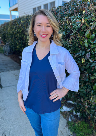 Lulu B Navy Sleeveless V-neck Top