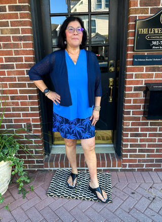 Lulu B Blue Sleeveless V-neck Tank