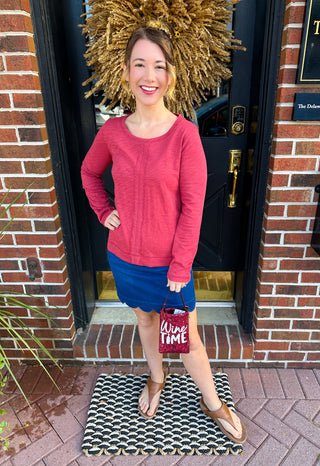 Lulu Scallop Dark Denim Skort