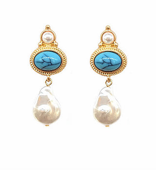 Pear Link Dangle Earrings Turquoise