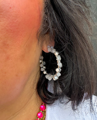 White Rock Candy Hoop Earrings