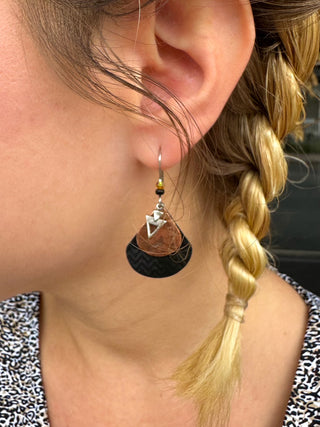 Copper and Black Dangle Earrings