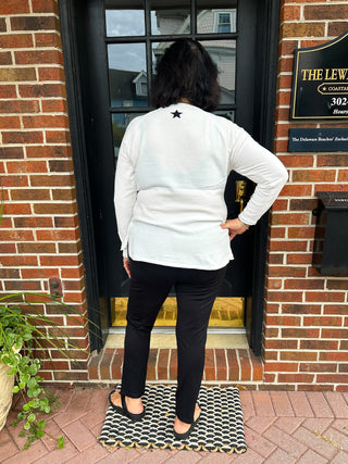 Lulu B Black and White Star Chenille Sweater