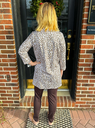 Lulu B Cream Leopard Button Tunic