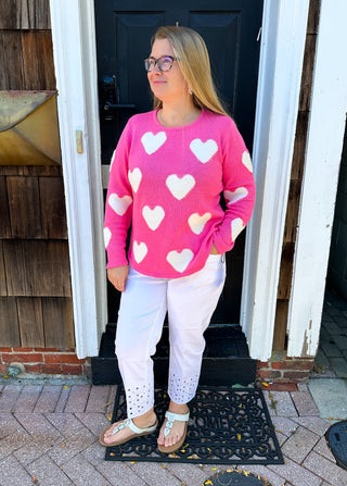 Lulu B White Denim Sparkle Flower Capri