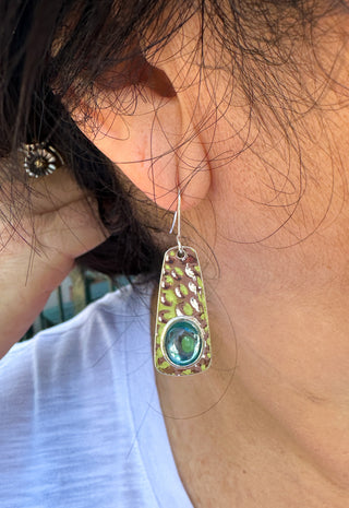 Silver Hammered Turquoise Earrings