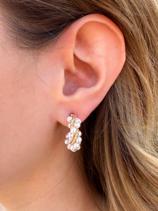 Twisted Gold and Pearl Earrings