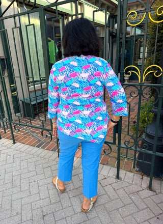 Beachtime by Lulu B Bright Periwinkle Seersucker Capri