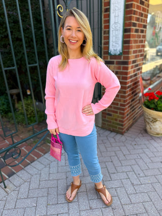 Lulu B Seaglass Pink Cashmere Feel Sweater